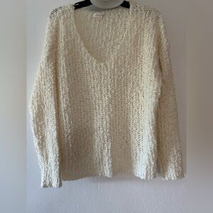 Sweet Generis long-sleeved cream sweater, medium size, V-neck, new without tags.